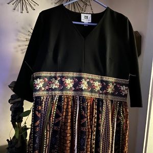 Vicky & Lucas Knit/poly Dress Fitted Bodice Elegant Multi Colored Lg